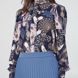 Peacock Feather Print Blouse